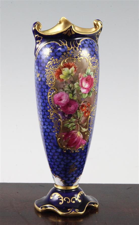 A Royal Doulton floral bouquet painted vase, signed E. Wood, c.1910, 20.4cm